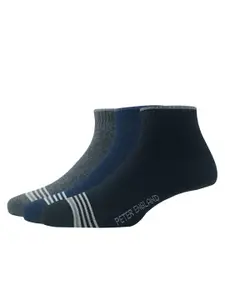 Peter England Men Pack Of 3 Striped Ankle-Length Socks