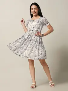 FASHION DREAM Floral Print Georgette Fit & Flare Dress