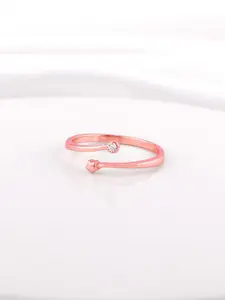 GIVA Women 925 Sterling Silver Rose Gold-Plated Stones Studded Adjustable Finger Ring