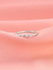 GIVA Rhodium-Plated Stone-Studded Finger Ring