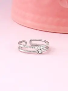 GIVA 925 Sterling Rhodium-Plated CZ Studded Finger Ring
