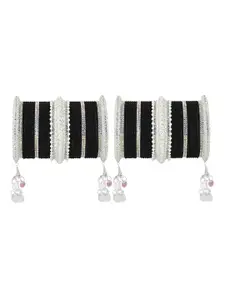 LAVAZZA Set Of 70 Crystals Studded Bridal Chuda Bangles Set With Latkan