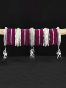 LAVAZZA Set Of 70 Crystals Studded & Beaded Bangles With Latkan