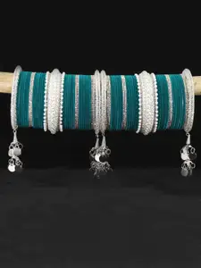 LAVAZZA Set Of 70 Crystals-Studded Bridal Chuda Bangles Set With Latkan