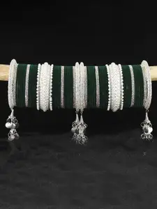 LAVAZZA Set Of 70 Crystals Studded Bridal Chuda Bangles Set With Latkan