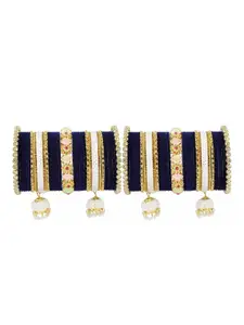 LAVAZZA Set Of 66 Crystals Studded Bridal Chuda Bangles Set With Latkan