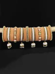 LAVAZZA Set of 66 Crystals-Studded Bridal Chuda Bangles Set With Latkan