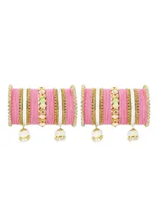 LAVAZZA Set Of 66 Crystals Studded Chuda Bangles With Latkan