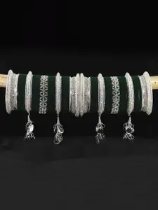 LAVAZZA Set of 74 Crystals Stunted Bridal Chuda Bangles Set With Latkan