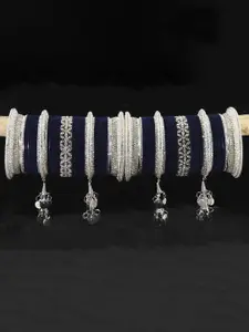 LAVAZZA Set Of 74 Crystal Studded Bridal Chuda Bangles Set With Latkan