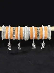 LAVAZZA Set Of 74 Crystals Studded Bridal Chuda Bangles Set With Latkan