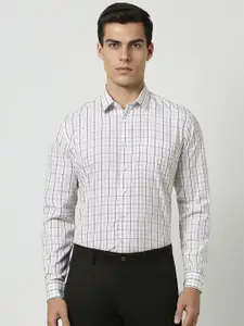 Van Heusen Grid Tattersall Checked Slim Fit Cotton Opaque Formal Shirt