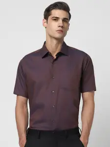 Van Heusen Textured Spread Collar Half Sleeves Cotton Casual Party Shirt