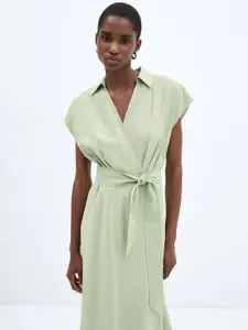 MANGO Midi Wrap Dress with Belt
