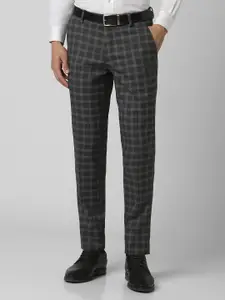 Peter England Men Slim Fit Checked Trousers