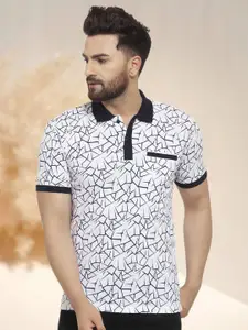 WILD WEST Men Polo Collar Monochrome Pockets T-shirt