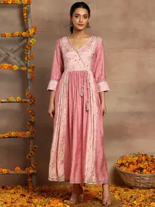 INDYA Floral Printed A-Line Ethnic Dress