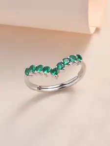 Ornate Jewels Rhodium-Plated AD Stone Studded Adjustable Figure Ring