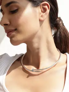 Rubans Rhodium Plated Stainless Steel Tarnish Free & Waterproof Demifine Choker Necklace