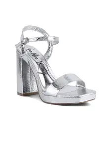 London Rag Printed PU Party Block Sandals with Buckles