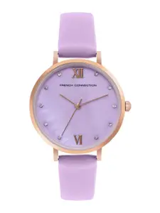 French Connection Women Embellished Dial & Leather Straps Analogue Watch FCN00065A