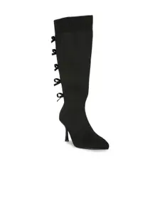 London Rag Women Stiletto Heeled Knitted Calf Boot Boots With Bow