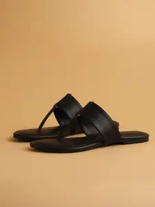 ERIDANI Open Toe T-Strap Flats