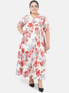 Indietoga Women Plus Size Floral Print Fit & Flare Long Maxi Dress