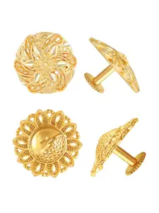 Vighnaharta Floral Gold Plated Studs Earrings