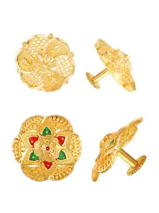 Vighnaharta Set Of 2 Gold-Plated Stud Earrings