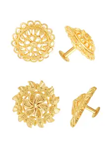 Vighnaharta Set of 2 Brass Floral-Shaped Stud Earrings