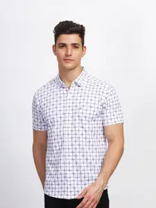 BULLMER Lavender Geometric Printed Regular Fit Casual Shirt