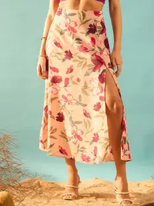Berrylush Floral Printed A-Line Midi Skirts