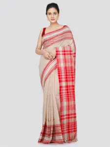 PinkLoom Striped Pure Cotton Saree