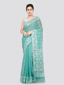 PinkLoom Ethnic Motif Woven Design Pure Cotton Jamdani Saree