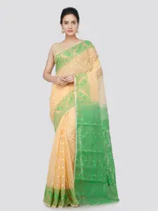 PinkLoom Floral Woven Design Pure Cotton Jamdani Saree