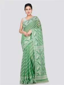 PinkLoom Ethnic Motifs Woven Design Pure Cotton Jamdani Saree