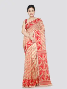 PinkLoom Woven Design Pure Cotton Jamdani Saree