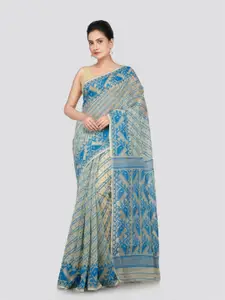 PinkLoom Ethnic Motifs Woven Design Pure Cotton Jamdani Saree