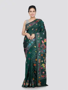 PinkLoom Floral Kantha Work Saree