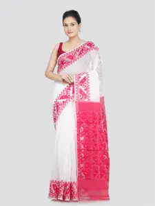 PinkLoom Ethnic Motifs Pure Cotton Jamdani Saree