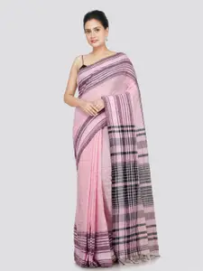 PinkLoom Striped Pure Cotton Saree