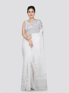 PinkLoom Woven Design Pure Cotton Jamdani Saree