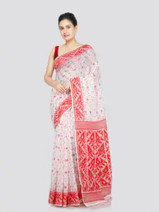 PinkLoom Woven Design Pure Cotton Jamdani Saree