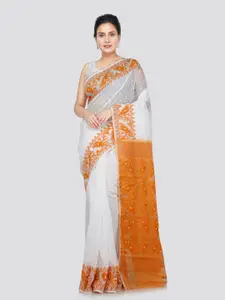 PinkLoom Woven Design Pure Cotton Jamdani Saree
