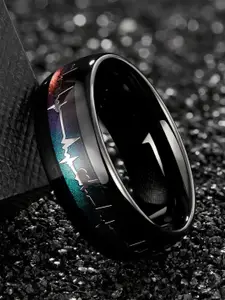 MEENAZ Men Stainless Steel Silver Plated Double Finger Ring