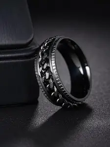 MEENAZ Men Stainless Steel Silver-Plated Band Ring