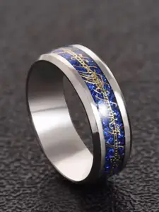 MEENAZ Men Stainless Steel Silver Plated Double Band Ring