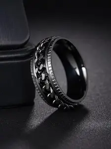 MEENAZ Men Stainless Steel Silver Plated Double Band Ring