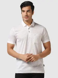 Blackberrys Geometric Printed Polo Collar Slim Fit Cotton T-shirt